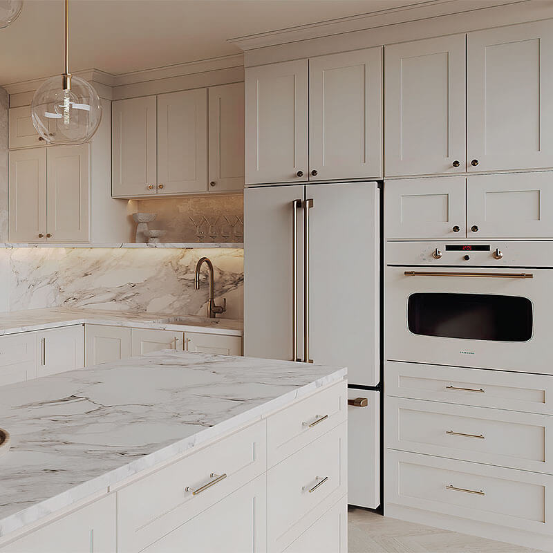 Champagne Maple Shaker Cabinets - Tivoli Kitchen and Bathroom Design