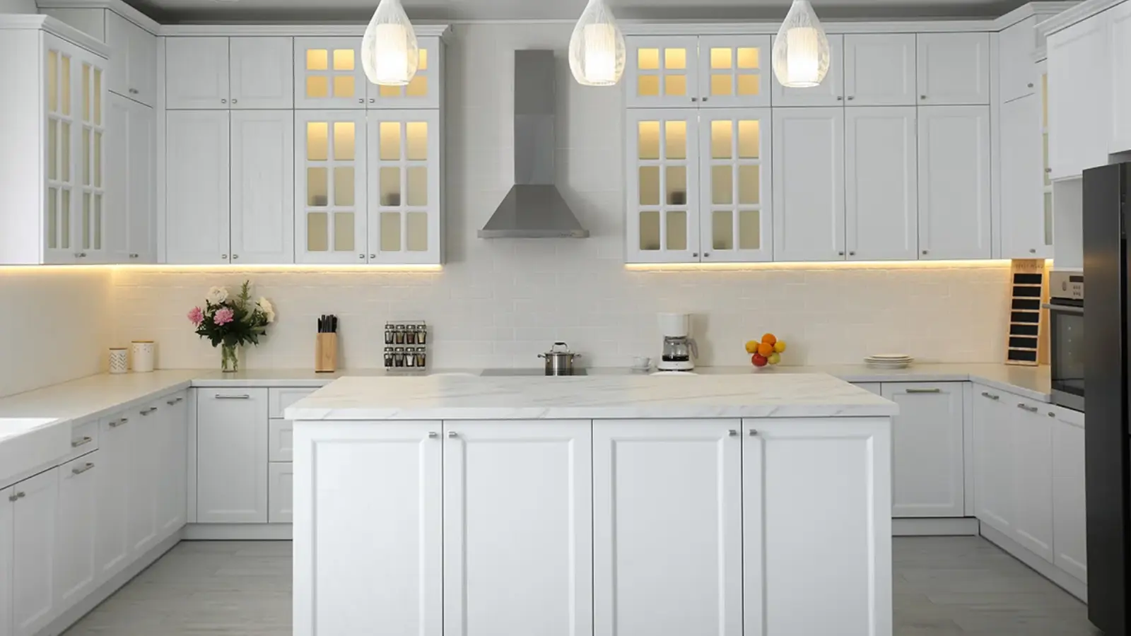 White-on-White Countertops with white cabinets