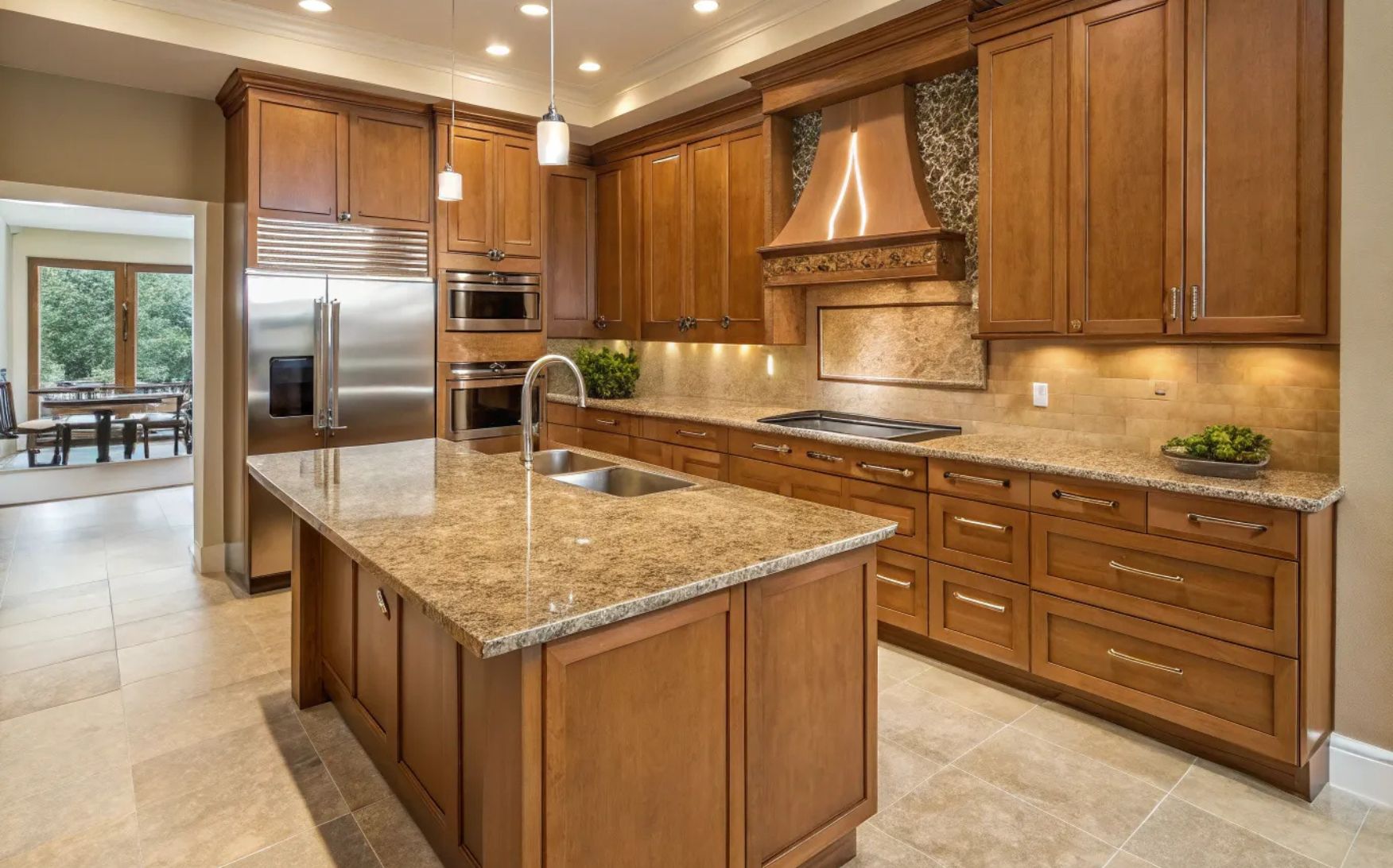 Champagne Maple Shaker Cabinets with Granite Countertops
