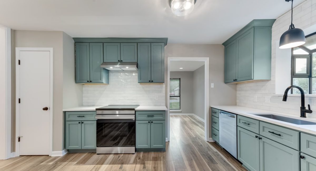 Farmhouse Sage Green Kitchen Cabinets